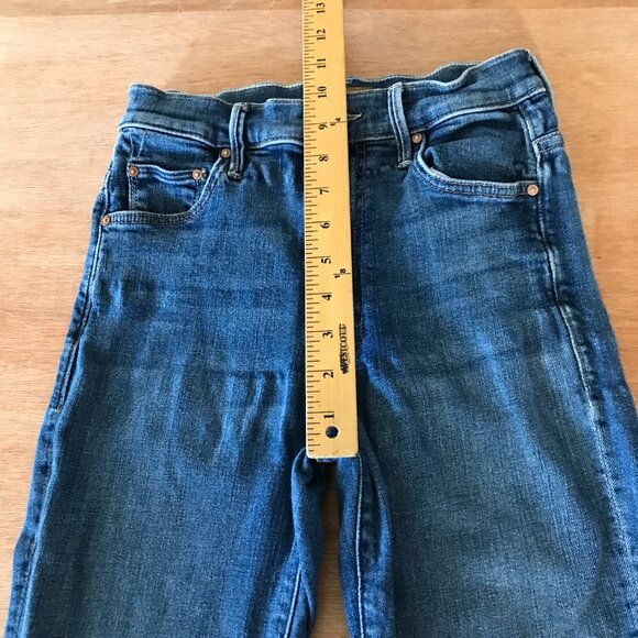 Mother Insider Crop Step Fray Jeans Women 26 Blue Mid Rise Medium Wash 17973 - Picture 8 of 13